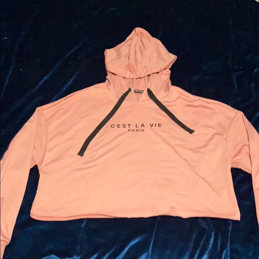 Pink crop top.
